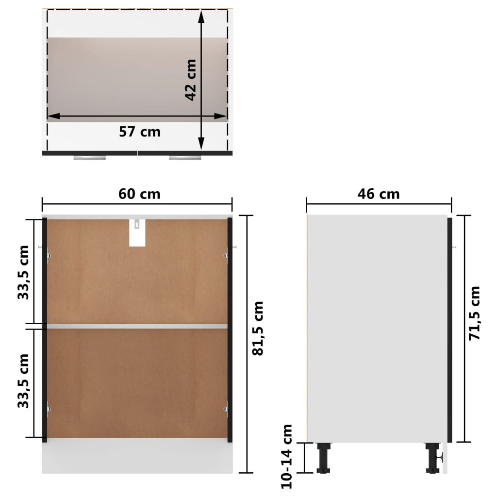 vidaXL Ντουλάπι Δαπέδου Lyon Μαύρο 60x46x81,5 εκ. Επεξ. Ξύλο
