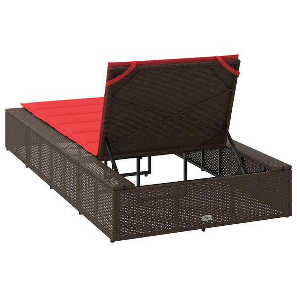 vidaXL Ξαπλώστρα με πλωτό μαξιλάρι Brown Poly Rattan