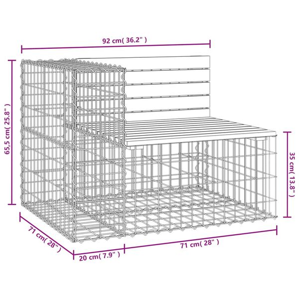 vidaXL Παγκάκι Συρματοκιβώτιο 92x71x65,5 εκ. Μασίφ Ξύλο Ψευδοτσούγκας