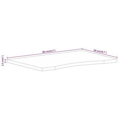 vidaXL Επιφάνεια Γραφείου Καμπύλη 80x50x2,5 εκ Μασίφ Ακατ. Μάνγκο