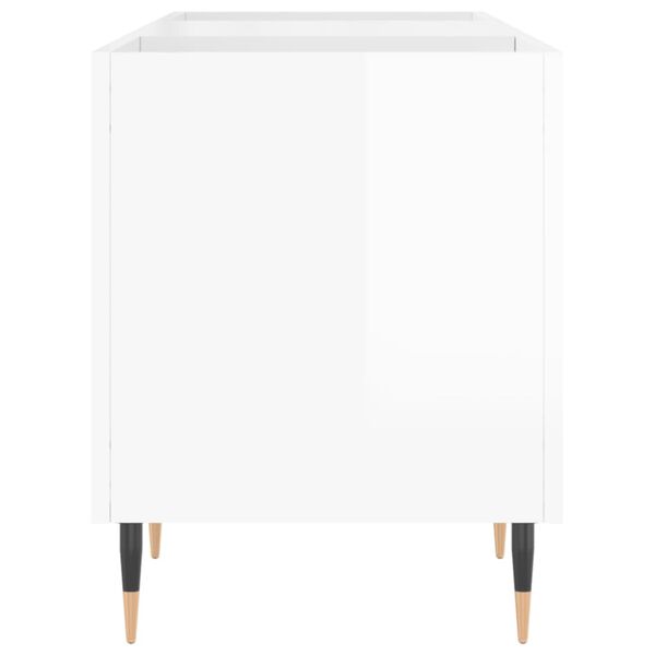 vidaXL Δισκοθήκη Γυαλιστερή Λευκή 121x38x48 εκ. από Επεξεργασμένο Ξύλο
