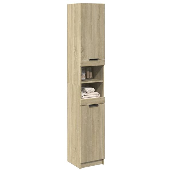 vidaXL Ντουλάπι Μπάνιου Sonoma Δρυς 32x34x188,5 εκ. Επεξεργ. Ξύλο