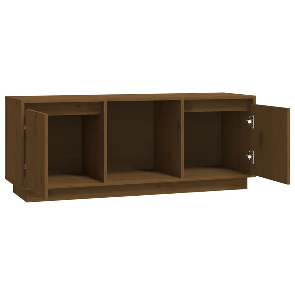 vidaXL Έπιπλο Τηλεόρασης Καφέ Μελί 110,5x35x44εκ από Μασίφ Ξύλο Πεύκου
