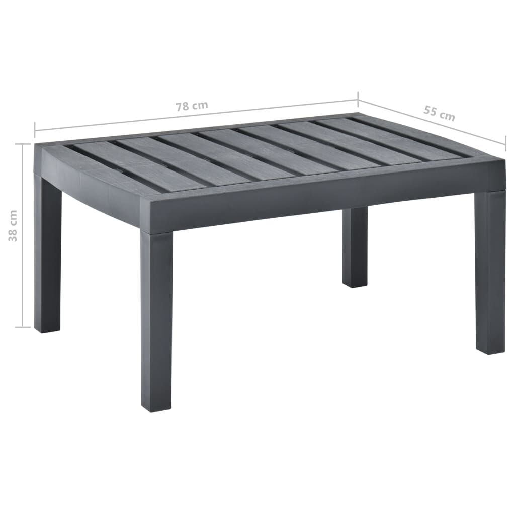 vidaXL Τραπεζάκι Κήπου Ανθρακί 78 x 55 x 38 εκ. Πλαστικό