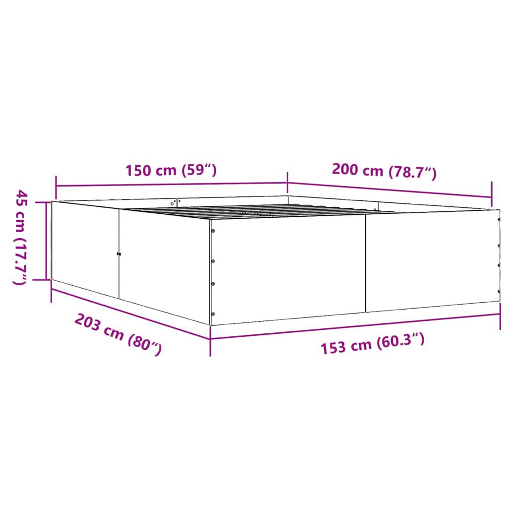 vidaXL Πλαίσιο Κρεβατιού Sonoma Δρυς 150x200 εκ. Επεξεργασμένο Ξύλο