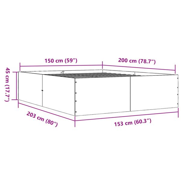 vidaXL Πλαίσιο Κρεβατιού Sonoma Δρυς 150x200 εκ. Επεξεργασμένο Ξύλο
