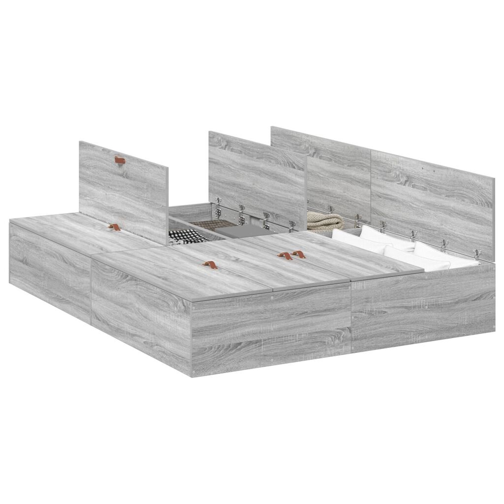 vidaXL Κρεβάτι Αποθήκευσης Γκρι Sonoma 150x200 εκ
