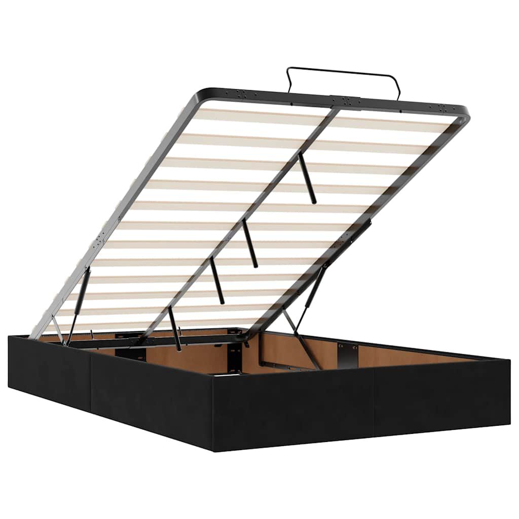 vidaXL Οθωμανικό κρεβάτι με στρώμα & LEDs Μαύρο 120x200cm Velvet