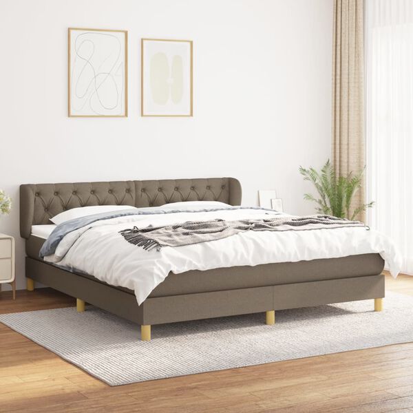 vidaXL &Kappa;&rho;&epsilon;&beta;ά&tau;&iota; Boxspring &mu;&epsilon; &Sigma;&tau;&rho;ώ&mu;&alpha; Taupe 160x200 &epsilon;&kappa;. &Upsilon;&phi;&alpha;&sigma;&mu;ά&tau;&iota;&nu;&omicron;