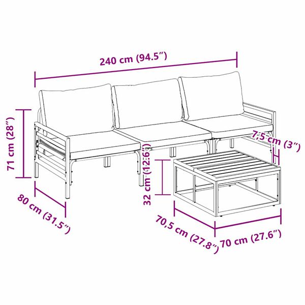 vidaXL Σετ Καναπέ Κήπου 4 pcs Ανθρακί Ατσάλι