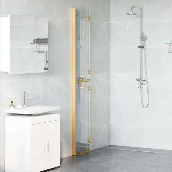 vidaXL Τοίχος ντους Walk-in Άλλο Χρυσό και διαφανές 70 x 190 cm
