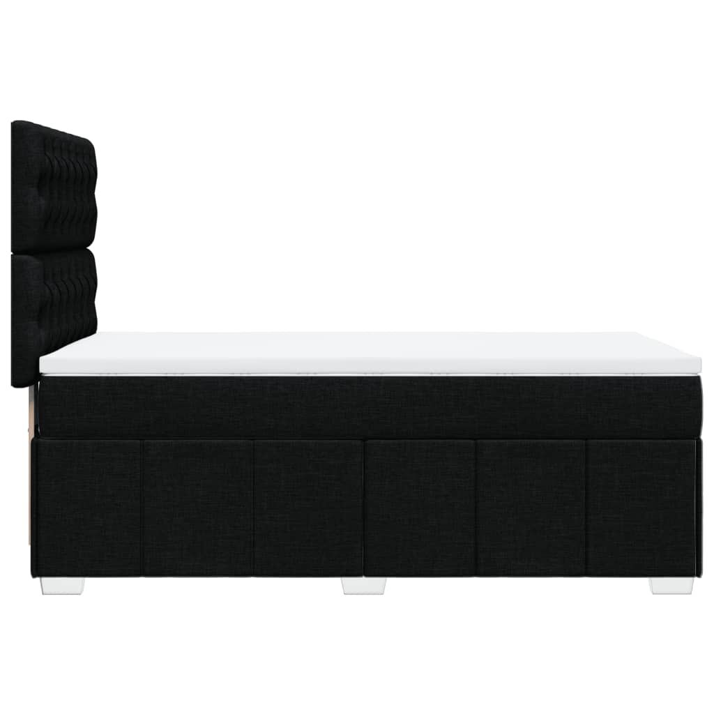 vidaXL Κρεβάτι Boxspring με Στρώμα Μαύρο 90x200 εκ. Υφασμάτινο
