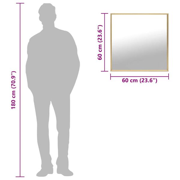 vidaXL Καθρέφτης Χρυσός 60 x 60 εκ.