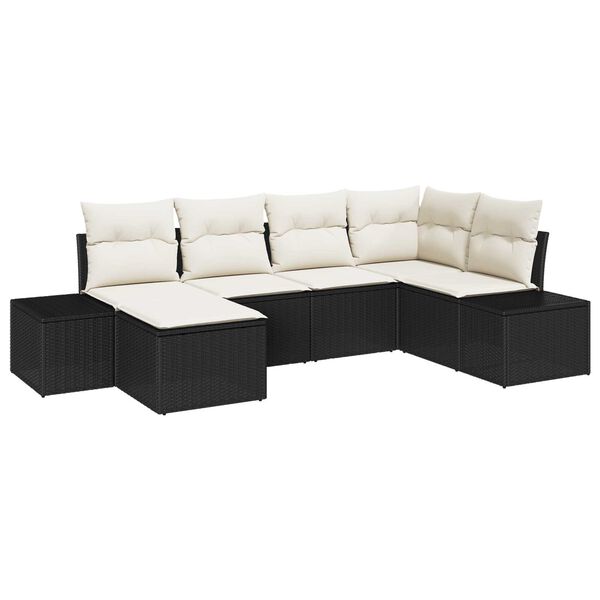 vidaXL Σετ Καναπέ Κήπου 6 pcs Μαύρο και κρεμ 264 x 154 x 85 εκ.
