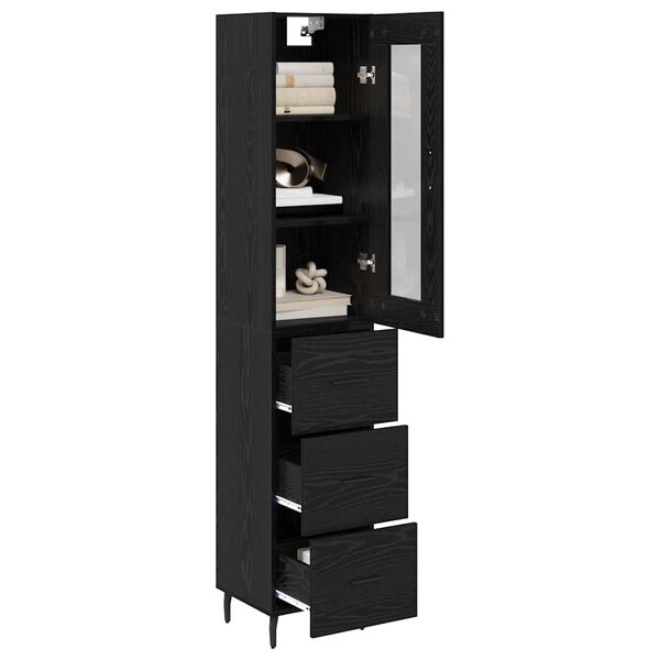 vidaXL Highboard &Mu;&alpha;ύ&rho;&eta; &Omicron;&xi;&upsilon;ά 34,5 x 34 x 180 &epsilon;&kappa;. &Epsilon;&pi;&epsilon;&xi;&epsilon;&rho;&gamma;&alpha;&sigma;&mu;έ&nu;&omicron; &xi;ύ&lambda;&omicron;