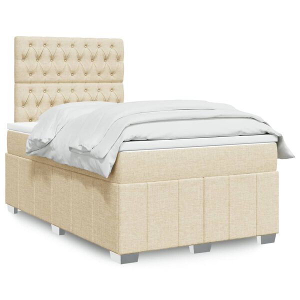 vidaXL Κρεβάτι Boxspring με Στρώμα Κρεμ 120x190 εκ. Υφασμάτινο