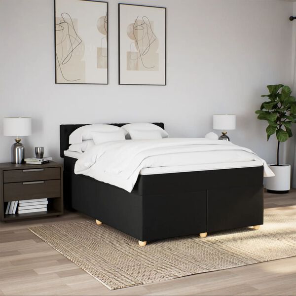 vidaXL &Kappa;&rho;&epsilon;&beta;ά&tau;&iota; Boxspring &mu;&epsilon; &Sigma;&tau;&rho;ώ&mu;&alpha; &Mu;&alpha;ύ&rho;&omicron; 140x190 &epsilon;&kappa;. &Upsilon;&phi;&alpha;&sigma;&mu;ά&tau;&iota;&nu;&omicron;