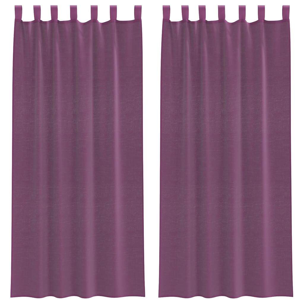 vidaXL Κουρτίνες Voile με βρόχους 2 τεμάχια Μοβ 140x245 εκ.