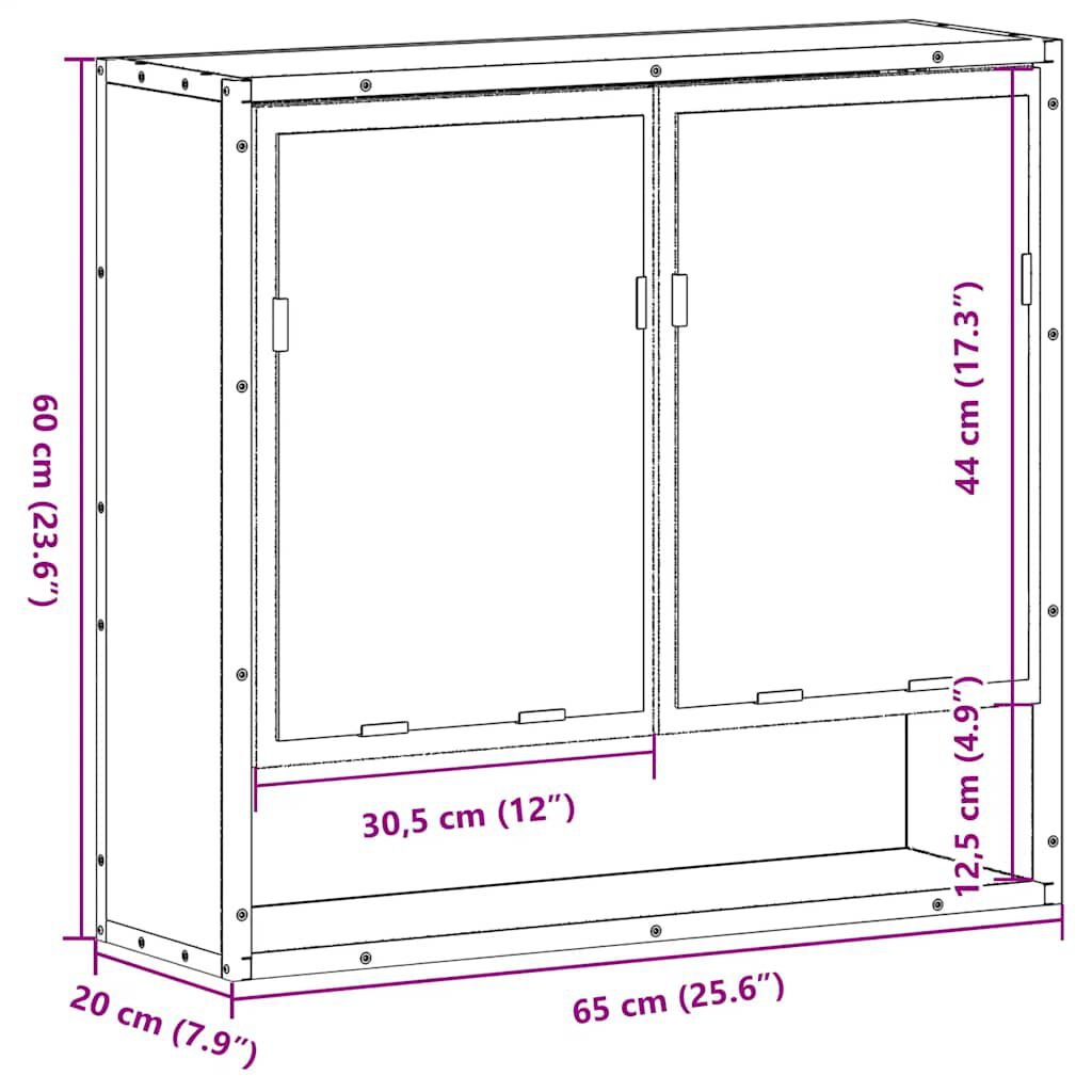 vidaXL Ντουλάπι καθρέφτη μπάνιου Sonoma Oak 65x20x60 cm