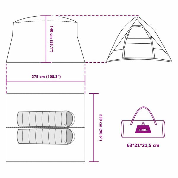 vidaXL Σκηνή Camping Μπλε 275 x 230 x 140 εκ. Πολυεστέρας