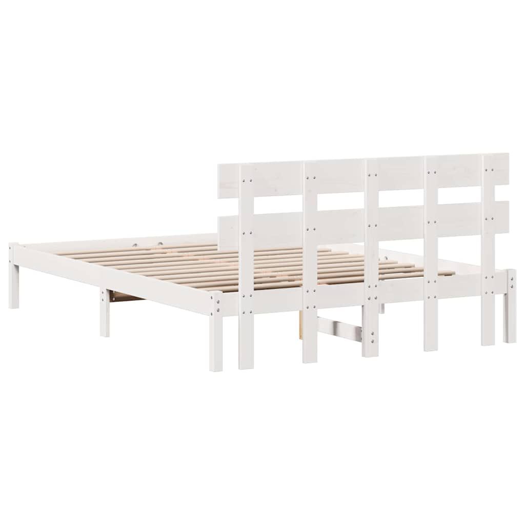 vidaXL Σκελετός Κρεβατιού Λευκό 160 x 200 cm Μασίφ ξύλο πεύκου