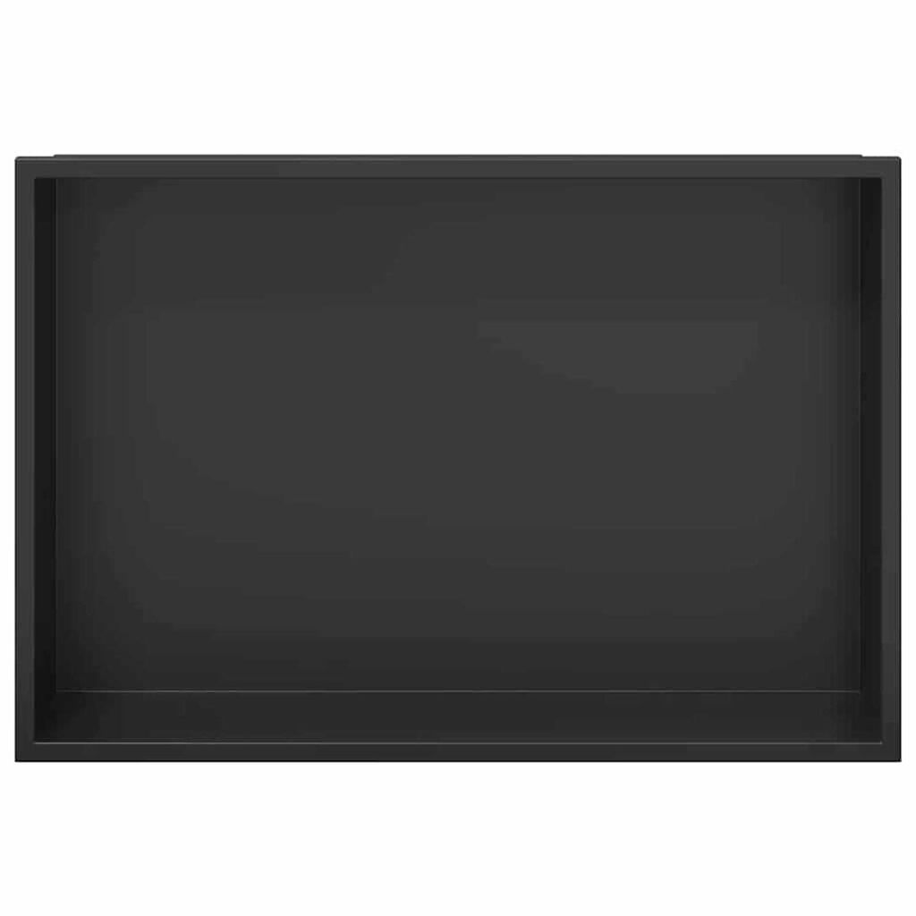 vidaXL Νίτσα Μπάνιου Μαύρο 45 x 30 x 9.5 εκ. Ανοξείδωτο ατσάλι