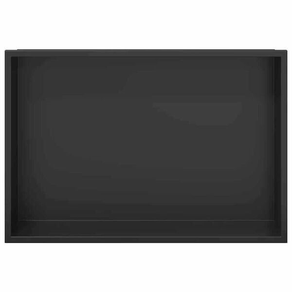 vidaXL Νίτσα Μπάνιου Μαύρο 45 x 30 x 9.5 εκ. Ανοξείδωτο ατσάλι