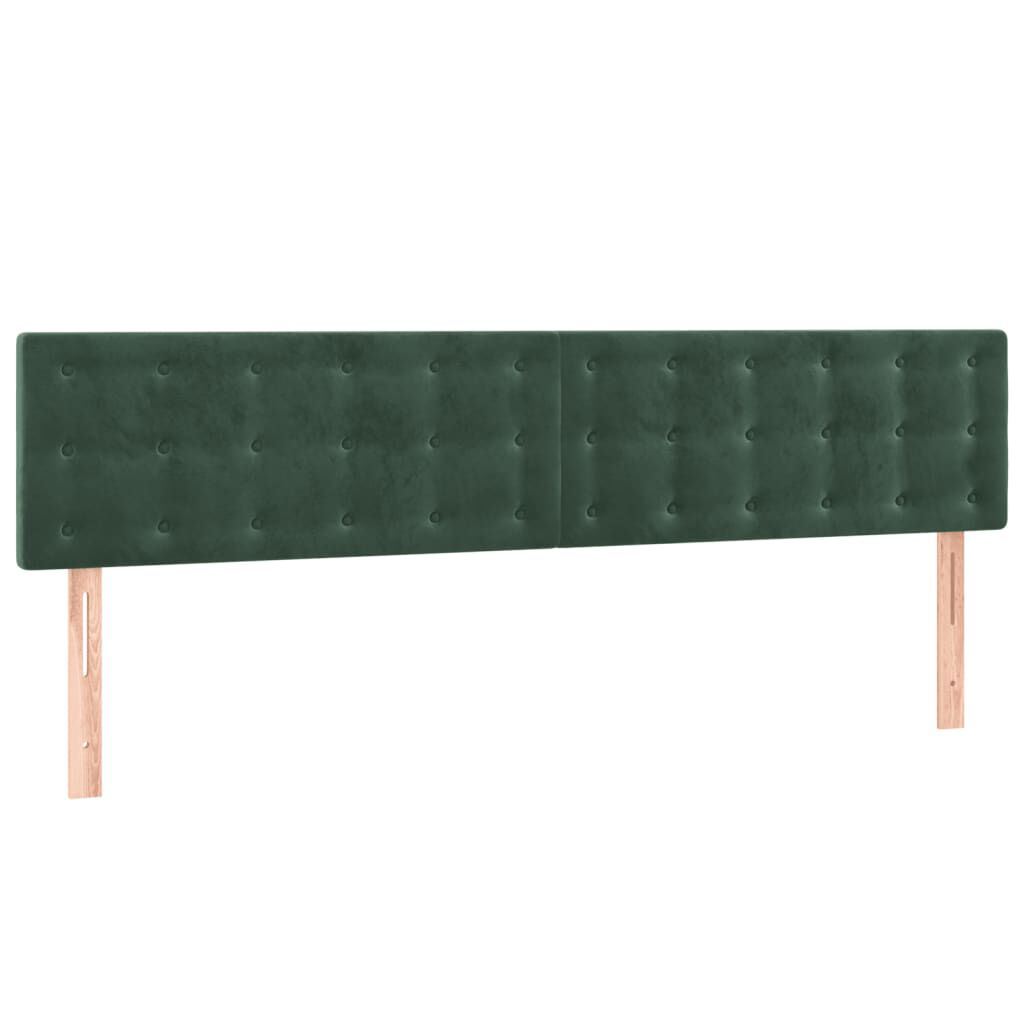 vidaXL Κρεβάτι Boxspring με Στρώμα & LED Σκ. Πράσινο 180x200εκ Βελούδο