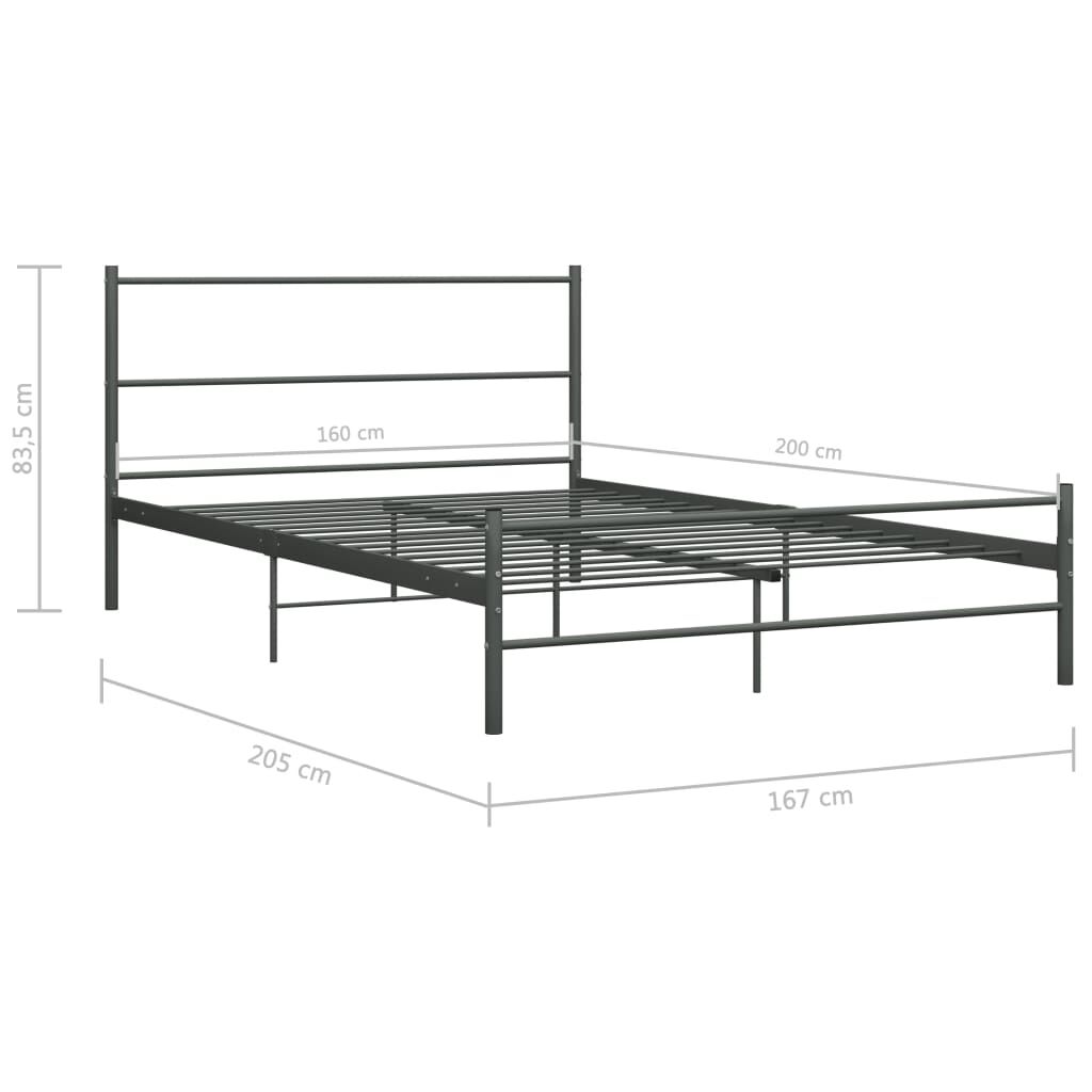 vidaXL Πλαίσιο Κρεβατιού Γκρι 160 x 200 εκ. Μεταλλικό