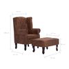 vidaXL Πολυθρόνα Chesterfield με Υποπόδιο Καφέ από Συνθετικό Καστόρι