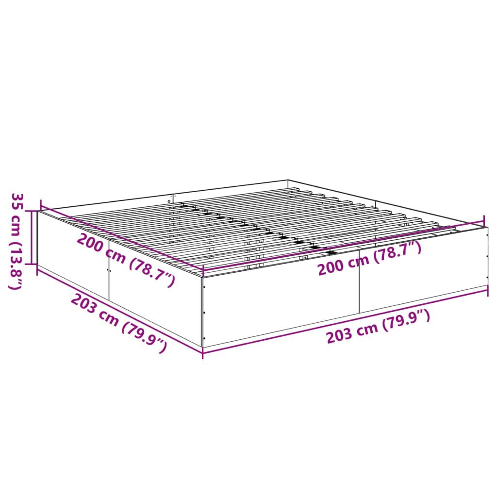 vidaXL Πλαίσιο Κρεβατιού Καπνιστή Δρυς 200x200 εκ. Επεξεργασμένο Ξύλο