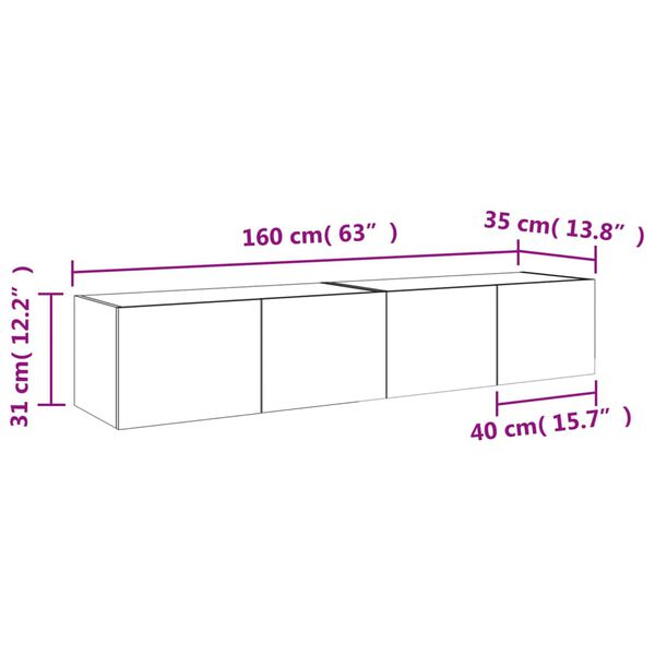 vidaXL Έπιπλα Τοίχου Τηλεόρασης με LED 2 Τεμ. Λευκά 80x35x31 εκ.