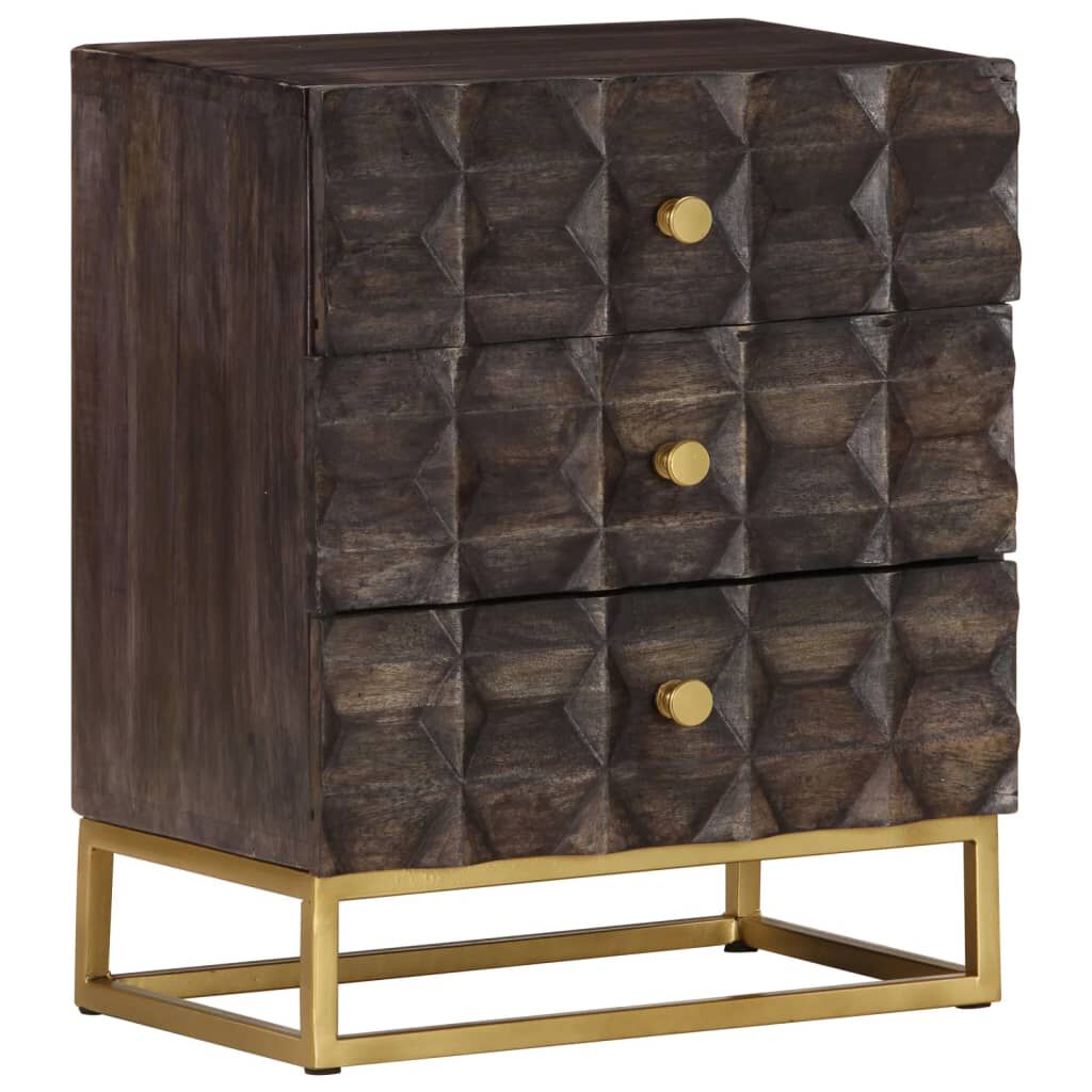 vidaXL Κομοδίνο Μαύρο 40 x 30 x 50 εκ. από Μασίφ Ξύλο Μάνγκο