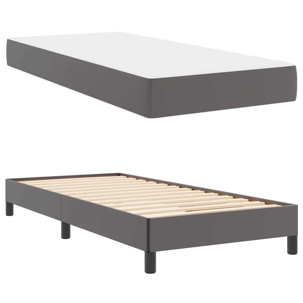 vidaXL Κρεβάτι Άλλο Γκρι 90 x 200 cm Τεχνητό δέρμα