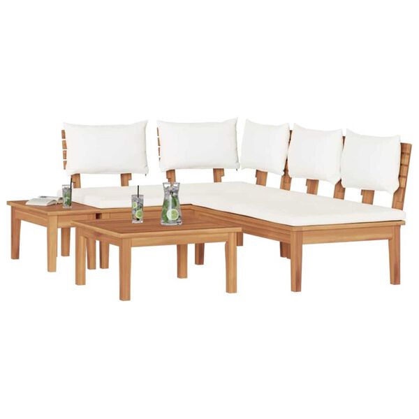 vidaXL Σετ Παγκάκι Κήπου 4 pcs Καφέ, Κρέμα Πολυ rattan, βαμμένο ατσάλι