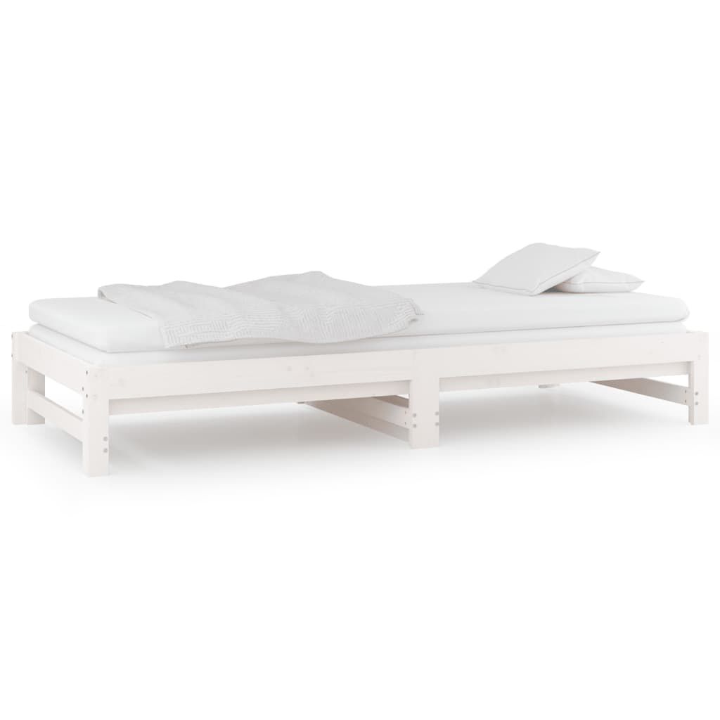 vidaXL Καναπές Κρεβάτι Συρόμενος Λευκός 2x(90x190) εκ. από Μασίφ Πεύκο