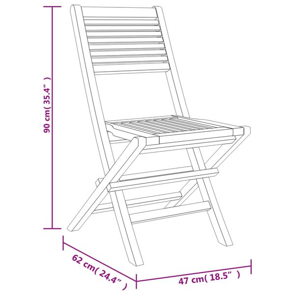 vidaXL Καρέκλες Κήπου Πτυσσόμενες 4 τεμ. 47x62x90 εκ. Μασίφ Ξύλο Teak
