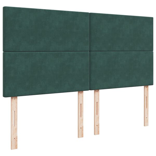 vidaXL Κρεβάτι Boxspring με Στρώμα Σκούρο Πράσινο 180x200εκ. Βελούδινο
