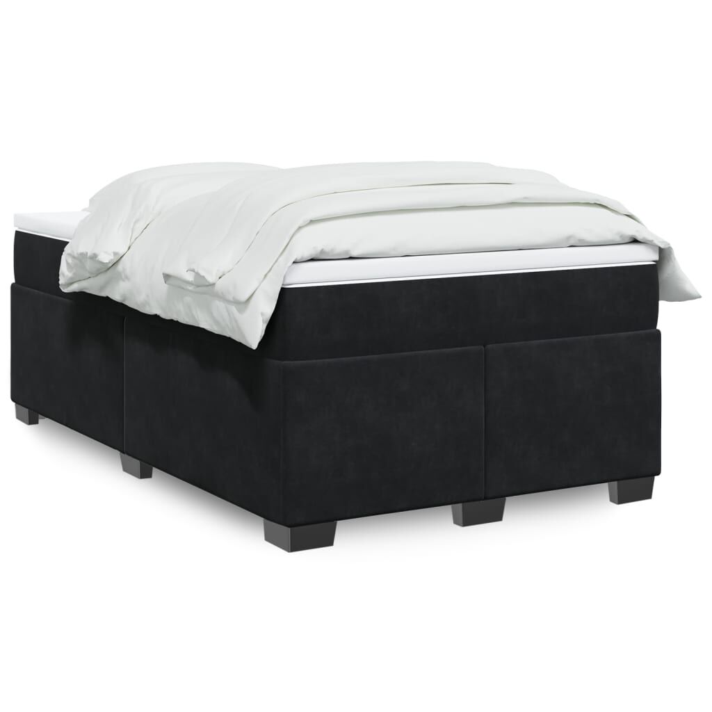 vidaXL Κρεβάτι Boxspring με Στρώμα Μαύρο 120 x 200 εκ. Βελούδινο