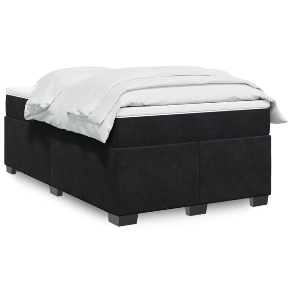 vidaXL Κρεβάτι Boxspring με Στρώμα Μαύρο 120 x 200 εκ. Βελούδινο