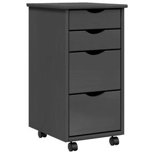 vidaXL Ντουλάπι Κυλιόμενο με Συρτάρια MOSS Γκρι από Μασίφ Ξύλο Πεύκου