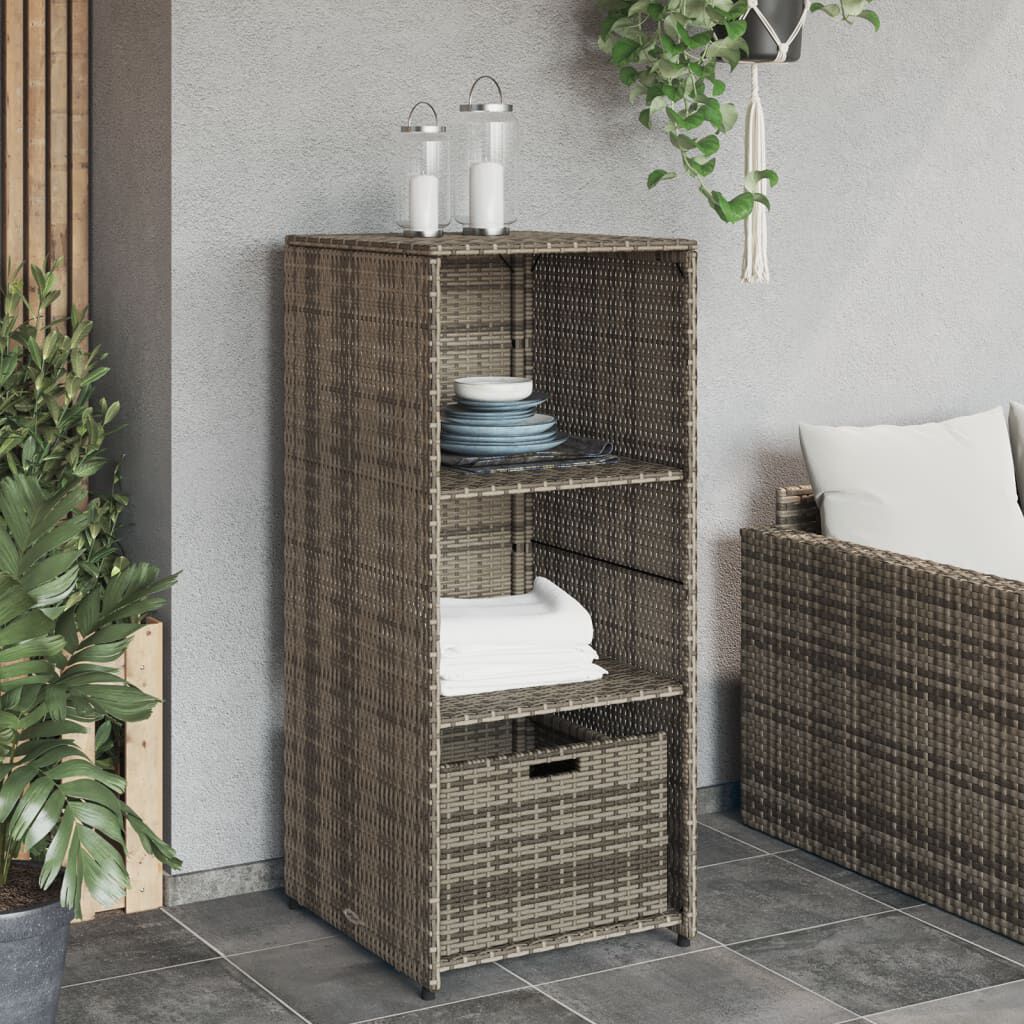 vidaXL Ντουλάπι Αποθήκευσης Κήπου Γκρι 50x55x115 εκ. Συνθετικό Ρατάν