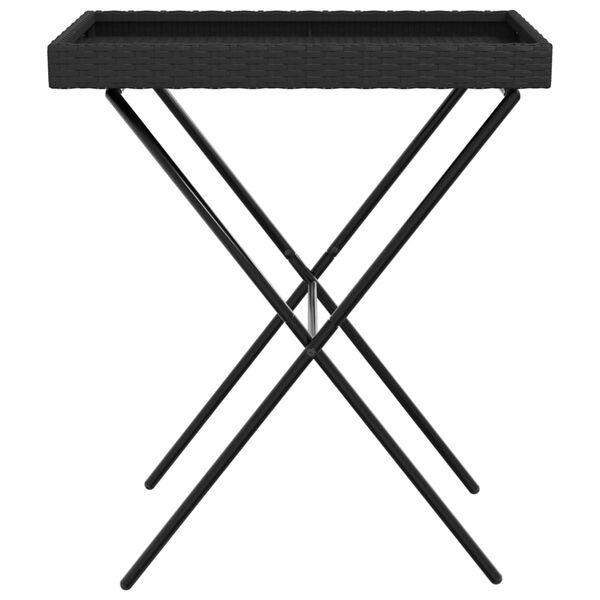 vidaXL Τραπέζι Δίσκος Πτυσσόμενο Μαύρο 65x40x75 εκ. Συνθετικό Ρατάν