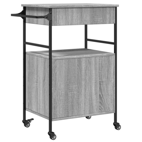 vidaXL Τρόλεϊ Κουζίνας Sonoma Γκρι 56x43x89,5 εκ. Επεξεργασμένο Ξύλο