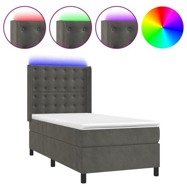 vidaXL &Kappa;&rho;&epsilon;&beta;ά&tau;&iota; Boxspring &mu;&epsilon; &Sigma;&tau;&rho;ώ&mu;&alpha; & LED &Sigma;&kappa;. &Gamma;&kappa;&rho;&iota; 90x190 &epsilon;&kappa;. &Beta;&epsilon;&lambda;&omicron;ύ&delta;&iota;&nu;&omicron;