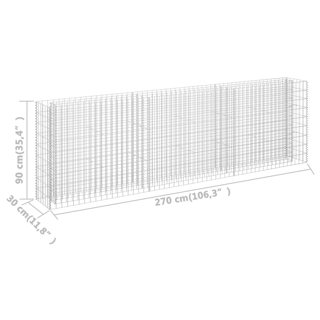 vidaXL Συρματοκιβώτιο-Γλάστρα Υπερυψωμένη 270x30x90 εκ. Γαλβ. Χάλυβας