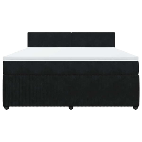 vidaXL Κρεβάτι Boxspring με Στρώμα Μαύρο 180x200 εκ. Βελούδινο