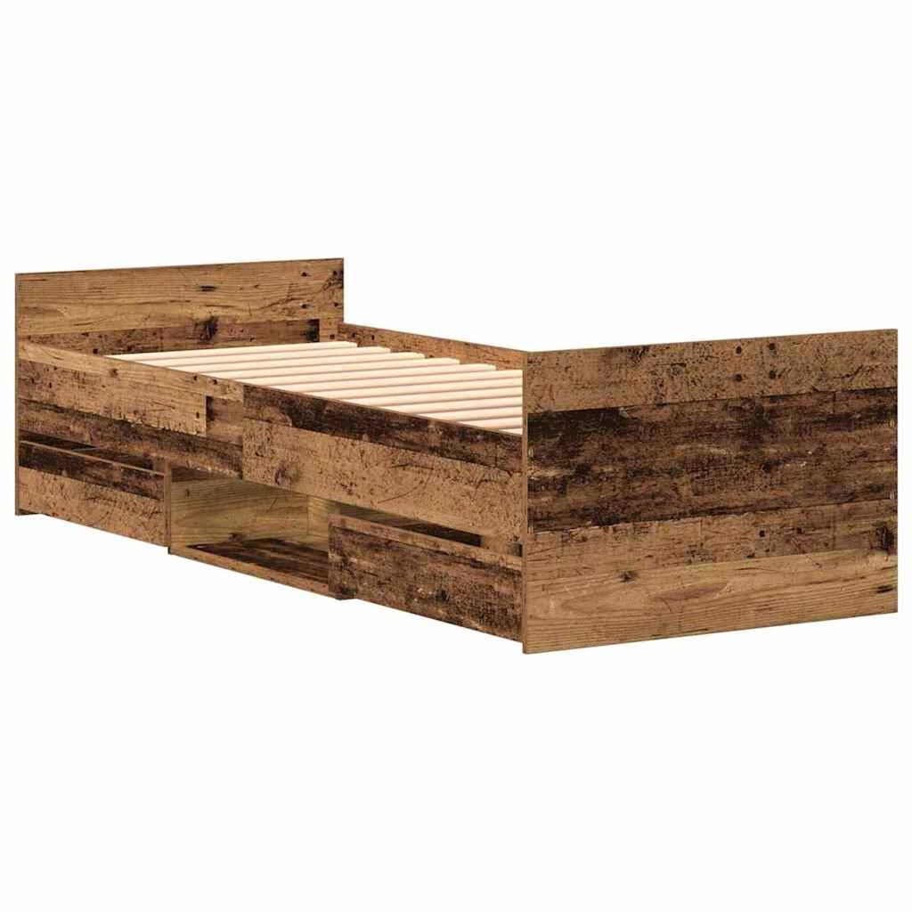 vidaXL Σκελετός Κρεβατιού Παλαιό ξύλο 75 x 190 cm Επεξεργασμένο ξύλο