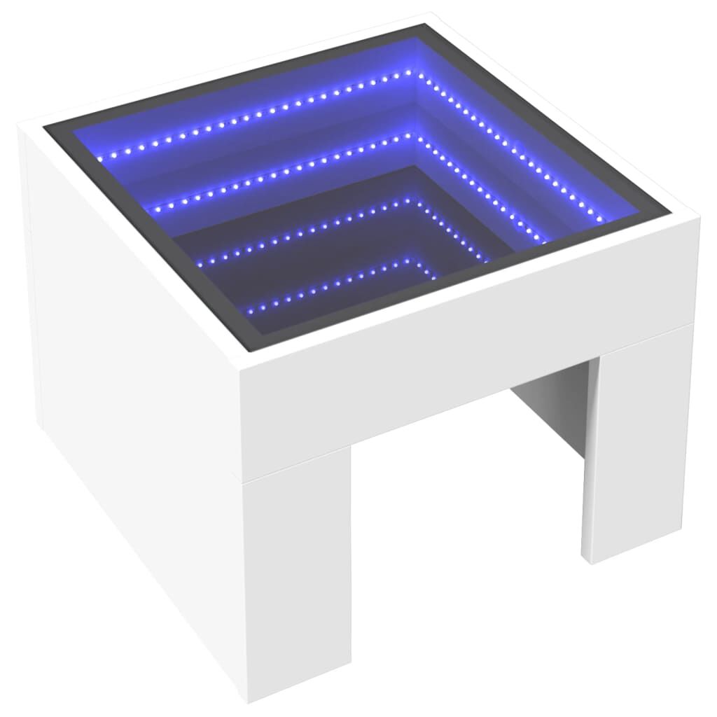 vidaXL Κομοδίνο Άπειρο Φως LED Λευκό 40x40x30 εκ.