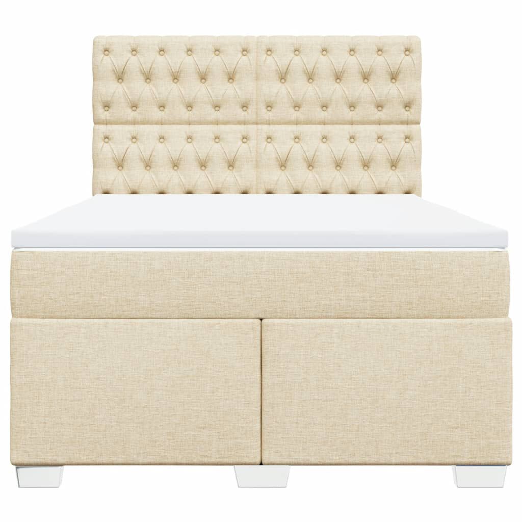 vidaXL Κρεβάτι Boxspring με Στρώμα Κρεμ 140x200 εκ. Υφασμάτινο
